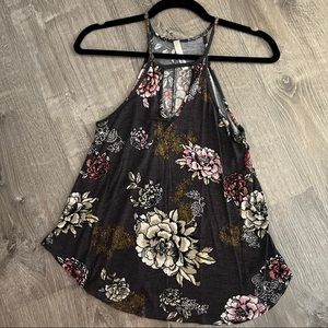 Gray floral tank top